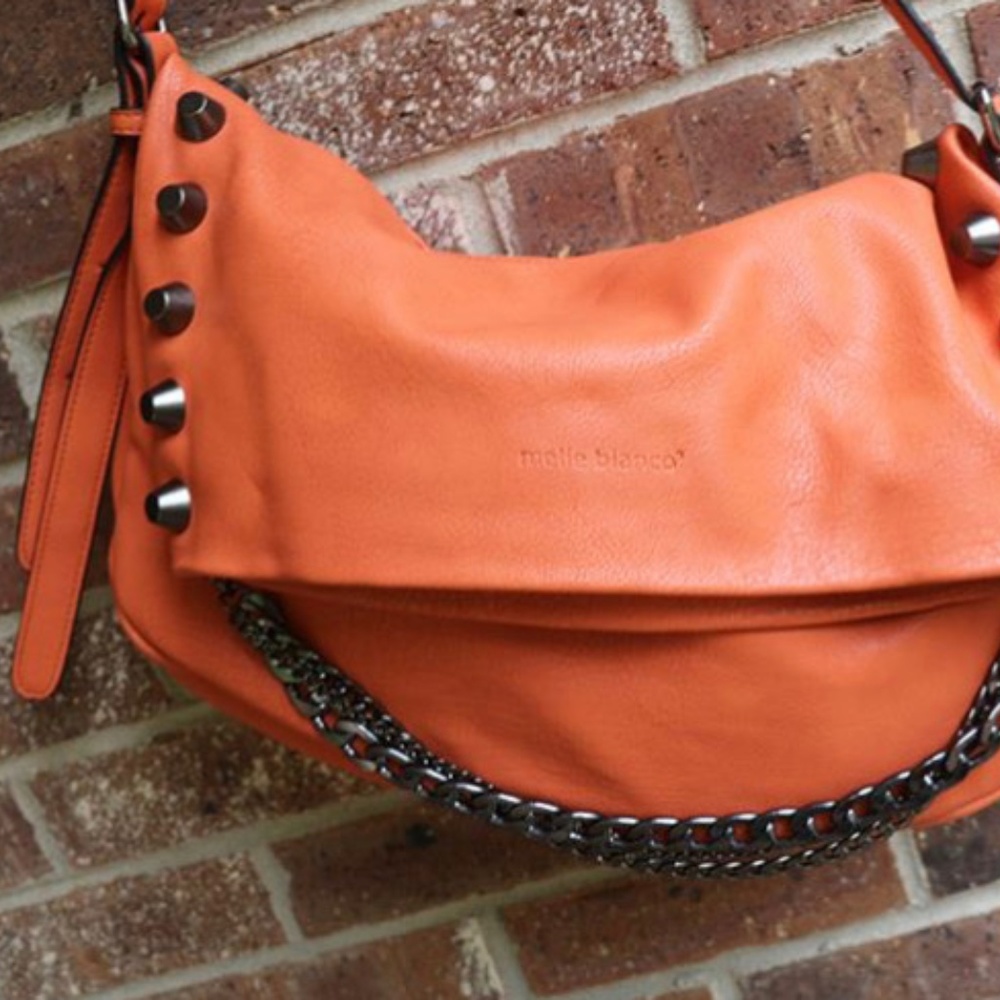 Melie Bianco Large Orange Studded Purse